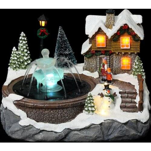 2022 Christmas Decoration Snow House Xmas Music Luminous House Can Spray Water Christmas Ornaments Vakantie Toys Gifts for Kids