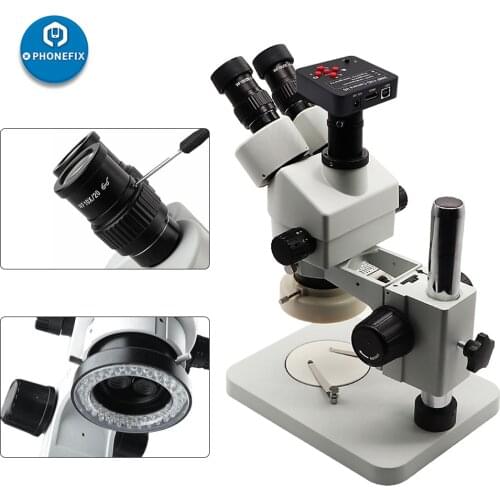 HD 3.5X-90X Trinocular Stereo Zoom Industrial Digital Microscope 38MP HDMI Microscope Camera Adapter LED Light For Phone Repair
