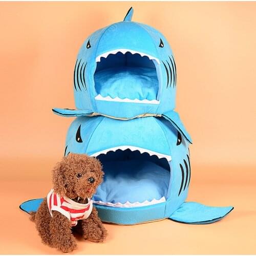 3 Colour Pet Dog Sleeping Bag Shark Kennel Cat Bed Cave Plush Cushion Pillow Mat Puppy Kitten Nest Mat Winter Warm House Litters