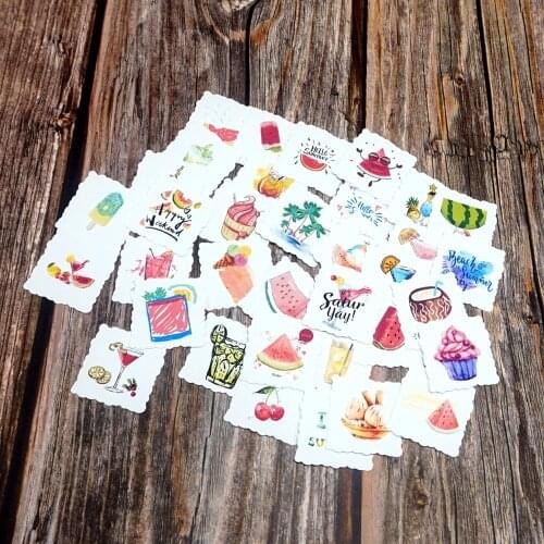 35pcs Summer Time Fruit Waterproof Stickers DIY Adhesive Decorative Scrapbooking Diary Album Sticker Kids Students Gift Stickers