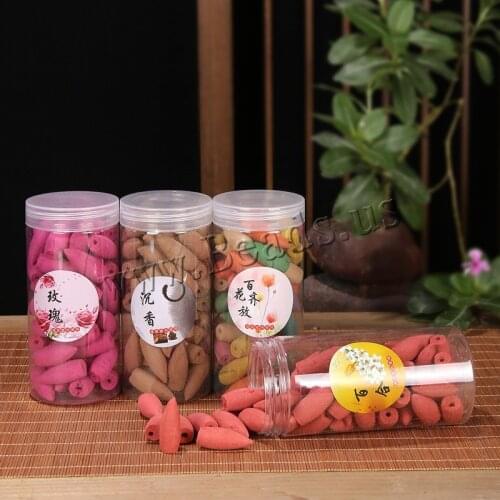 55pcs/Box Smoke Tower Bouquet Natural Reflux Tower Incense Sandalwood Jasmine Lemon Lavender Smoke Cone Backflow Incense Bullet