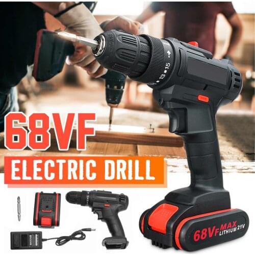 Doersupp 68V 2 Speed Cordless Electric Drill Screwdriver Wireless Power Driver Tools 3200r/min Screwdriver Drill with Battery