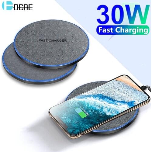 DCAE 30W Fast Qi Wireless Charger For iPhone 12 11 Pro Mini XS XR 8 Type C Induction Charging Pad for Samsung S20 S10 Note 20 10