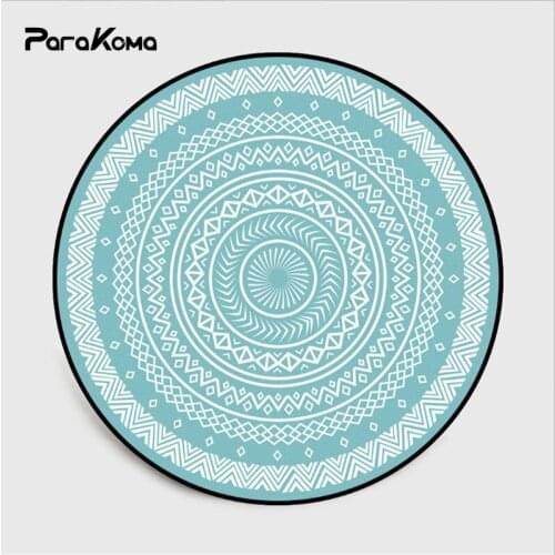 Home Round Carpet Light Green Ethnic Geometric Carpets for Living Room Anti-slip Rugs Computer Chair Floor Mat Turkish Carpet