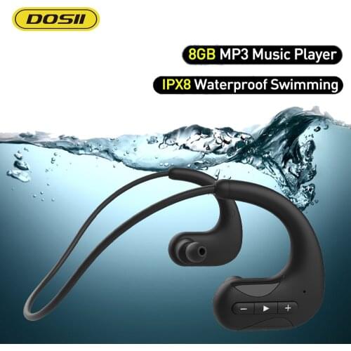 DOSII New IPX8 Waterproof Swimming Headphones Bluetooth 5.0 Wireless Headsets 8GB MP3 Audio Music Player Sport Earphone for Sony