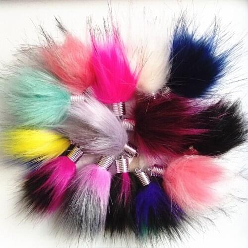 FUYIER Long Pompon Faux Raccoon Fur Ball DIY Jewelry Parts Pendant Clothing Bag Chain Curtain Tassel Handmade Crafts Gift 20 pcs