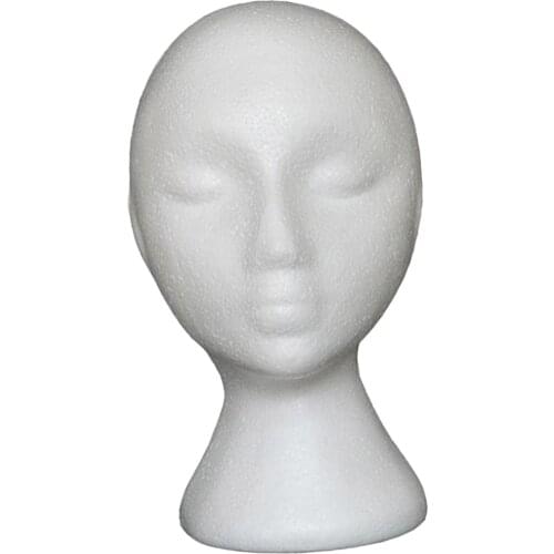 Styrofoam Mannequin Head with Female Face for Displaying Hats Scarves Wigs Jewelries Wig Mannequin Head Model Stand Rack