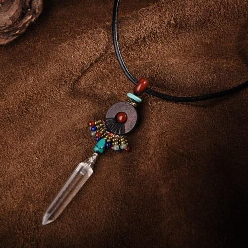 Ethnic Style Rock Crystal Torques Water Drop Pendant Hot selling Adjustable Retro Necklaces National Characteristics