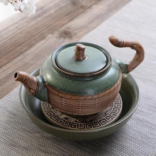 Chinese Kung FuTea Set Teapots Household Green Porcelain Kettle with Handle Water Pitcher Jug Teaware Ceramic Teapot Tea Potbowl