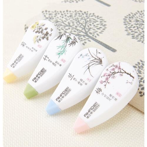 4 pcs/lot Decorative Bamboo Correction Tape 1.8m Flowers Doll Bamboo Correction Tape Students Stationery Kids Gift