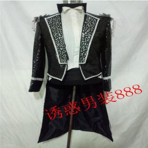 Magician Performance Sequins Suit Men Tuxedo Hosting Stage Photo Studio Wedding Bar Singer Suits Formal Dress Stage Costumes
