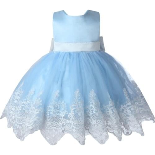 Summer Girls Elegant Wedding Flower Girl Dress Lace Princess Party Pageant Formal Sleeveless Baby Girl Baptism Communion Costume