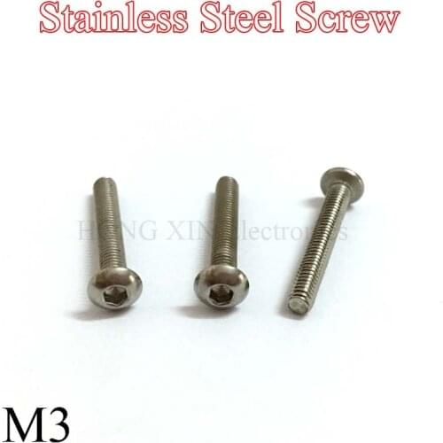 M3 304 Stainless Steel Round Head Screws Mushroom Hexagon Socket Button Head Screw Bolt M3*4/5/6/8/10/12/16/18/20/22/25/30/45/50