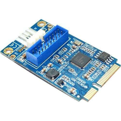 MINI PCIE to USB 3.0 Adapter Card 4Pin Power Connector MINI PCI-E to 19pin USB Front Panel 2 Ports USB 3.0 Expansion Card Riser