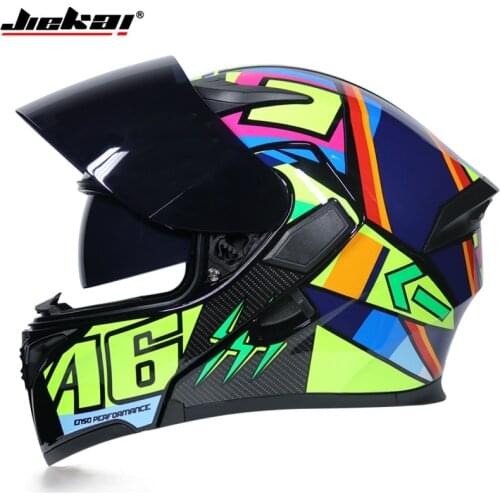 Cool Flip Up Motorcycle Helmet Modular Dual Lens Visor Full Face Capacete Cascos Moto Casque DOT Approved Moto Kask