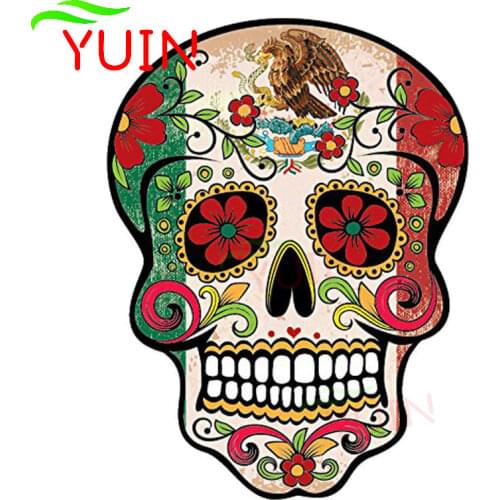 MEXICAN SUGAR SKULL Car Sticker Motorcycle Cars Accessories Personalized PVC Decoration High Quality Waterproof Decal 14*10cm