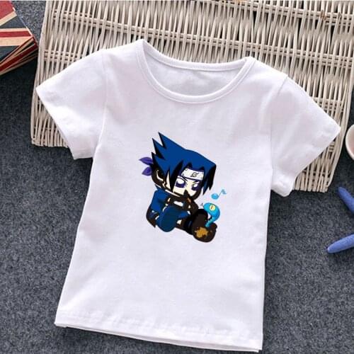 Naruto Kids Girl T Shirt Uchiha Sasuke Tops Toddler Tee Clothes Children Clothing Cartoon Tshirt Short Sleeve Casual Costumes