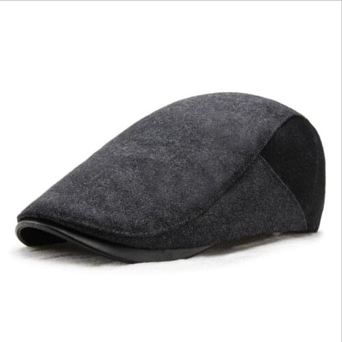 New autumn and winter hats mens woolen caps trendy British beret forward hats