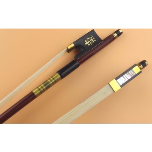 New PRO Brazilwood 4/4 full size Violin Bow ebony frog inlaid copper flower