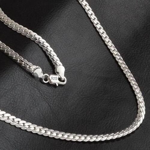 Silver Plated Necklace 5mm Sideways Chain Necklace For Women Men Jewelry Exquisite Silver Color Necklaces Charms Jewellery Gift