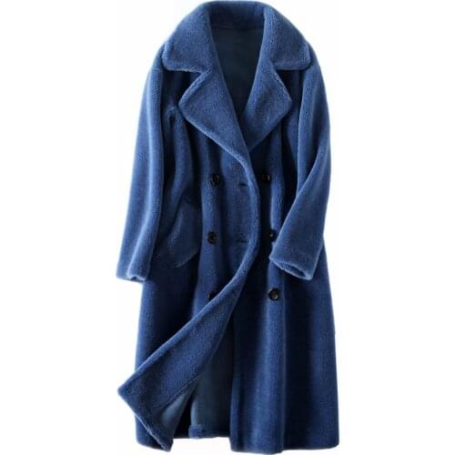 Real Fur Coat Women Winter Jacket Sheep Shearing 100% Wool Jacket Korean Clothes Long Jackets Manteau Femme LL108 KJ5126