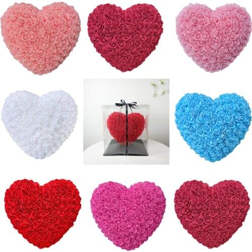 Drop shipping 25cm roses artificial flower heart wall wedding decoration rose flower Valentines Day gift Soap Foam Flowers hear