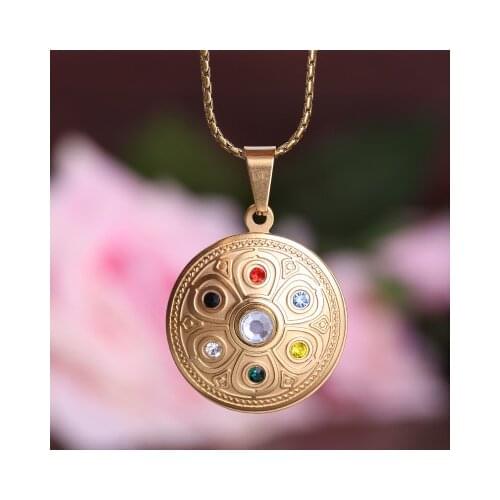 LOOKER Simple Buddhist Necklaces Crystal Circle OM Mantra Six Word Prayer Pendant Necklace Buddhism Amulet Jewelry