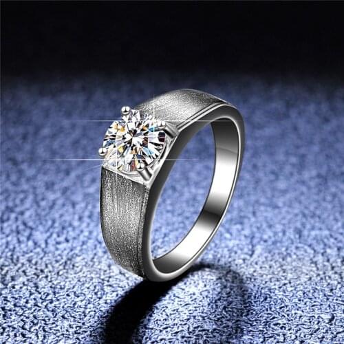 Silver Diamond Test Passed Excellent Cut 1 Carat D Color Good Quality Moissanite Wedding Ring for Men Silver 925 Party Jewelry