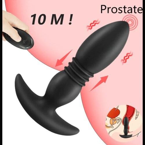 Telescopic Anal Vibrator Soft Male Prostate Massager Wireless Remote Control Dildo Butt Plug Vibrator Anal Sex Toys For Men