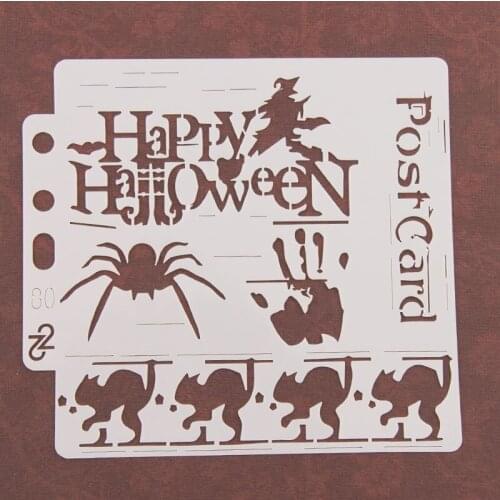 Happy Halloween Layering Stencils Painting Coloring Crafts Decorative Template Drawing Hollow Template DIY Scrapbook Photo Album