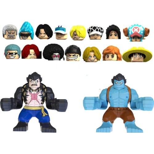In Stock 17Pcs Set One Piece Luffy Nami Zoro Sanji Usoppu Action Figures Diy Assembled Bricks Building Block Model for Kids