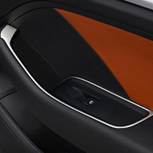 YAQUICKA 4Pcs/set Car Interior Door Handle Armrest Panel Trim Styling Sticker For Audi A3 8V 2012 2013 2014 2015 Stainless Steel