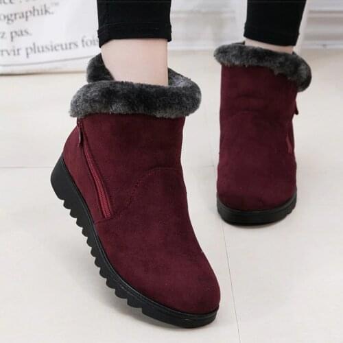 Women Boots 2019 Winter Boots With Low Heels Ankle Botas Mujer Wedge Booties Women Snow Boots Warm Fur Female Winter Footwear