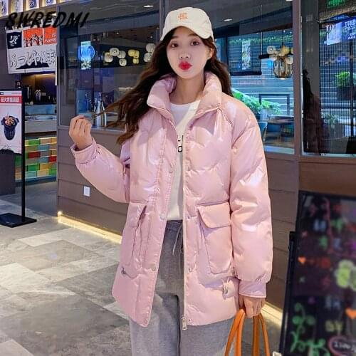 SWREDMI Winter Jackets Embroidery Feather Warm Parka Long Coat Loose Fashion Cotton Padded Clothing Outerwear 3Colors Can Choose