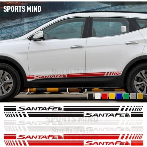 1 Pair Vinyl Door Side Stripe Car-Styling For Hyundai Santa Fe Exterior Accessories Santafe DM Automobiles Car Stickers Decals