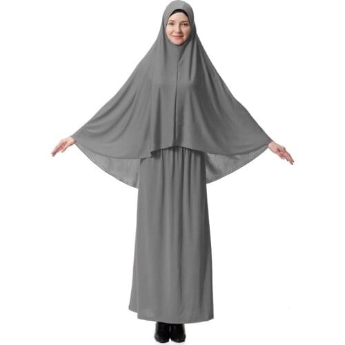 10 colors hijab dress Two-piece suit Muslim abaya dress Arab hijab and dresses suit jilbab and islamic dress Round neck T9001