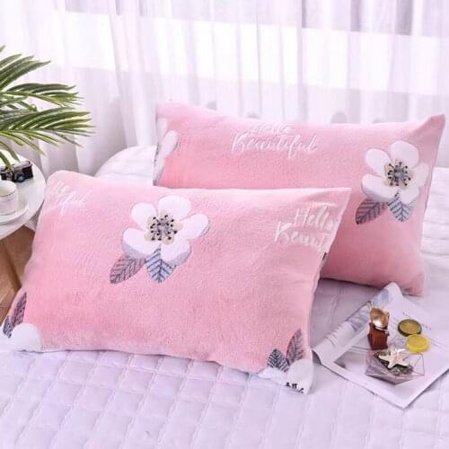 2 pcs Sleep Pillow Case Flannel New pattern Simple Throw Cover Pillowcase Party Hotel Home Textile 48cm * 74cm 2020