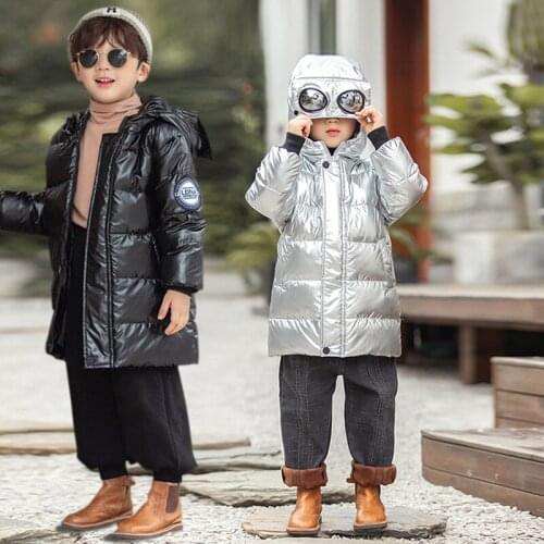 2021 Russian Winter Down Coats for Boys Thick Clothes Snowsuit Jacket Outdoor Hooded Coat Teen Boys Kid Parka Jackets