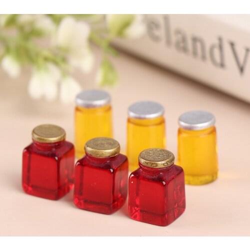 3 Bottles Fruit Jam Honey Pot 1/12 Dollhouse Miniature Food Groceries Shop Kitchen Toys for Child Kids Toys Birthday Gift