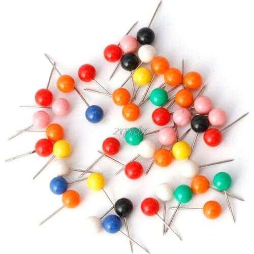 50pcs/Set New Office Thumbtacks Push Pins Metal Pin Office&School Supplies Cork Wall Nails Photo Wall Studs Whosale&Dropship