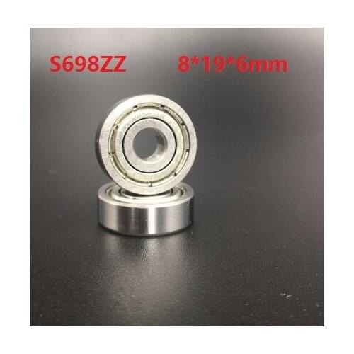 50pcs/lot 8x19x6mm S698ZZ S698 ZZ S698 Z 698ZZ bearing 8*19*6mm Double Cover Stainless Steel Deep Groove Ball Bearing Mini