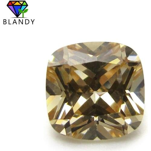 50pcs/lot 5A Quality 5*5mm~12*12mm Champagne Cubic Zirconia Stone Cushion Cut Loose CZ Stone Synthetic Gems For Jewelry