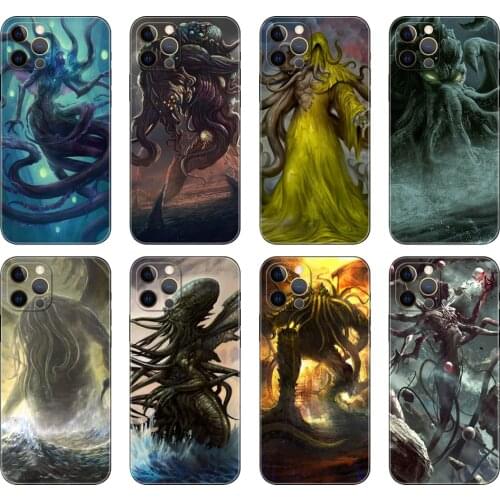 Black tpu case for iphone 5 5s se 2020 6 6s 7 8 plus x 10 XR XS 11 12 mini pro MAX back cover Cthulhu Mythos