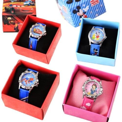 Cartoons Lightning McQueen Spiderman Mickey snow White Childrens watch student Exquisite leather watch child creative gift