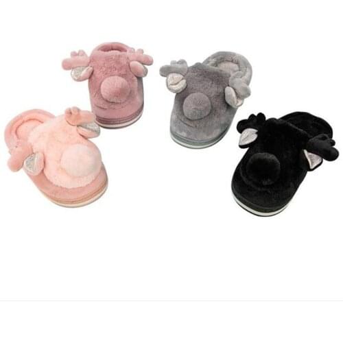 Children Cotton Slippers Boys and Girls Cute Animal Warm Plush Cotton Slippers Baby Non-slip Home Slippers