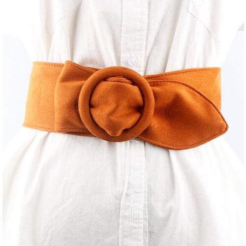 Girl Round Button Suede Flannel Belt Women Decoration Strap Velvet Fashion Belts
