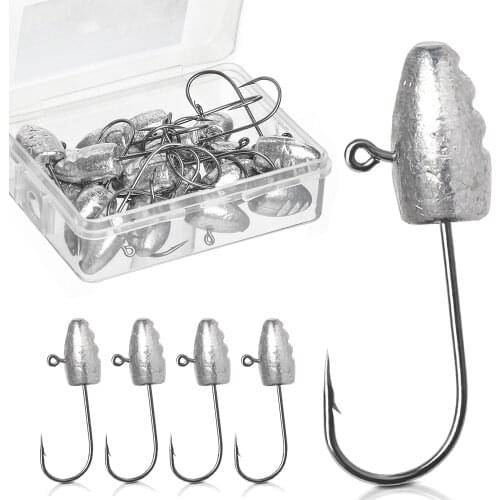 DONQL 20pcs/Box Fishing Hooks Jig Head Lead Fishhook for Soft Lure Bait 3g 5g 7g 10g Carp Barbed Single Hooks Accessories