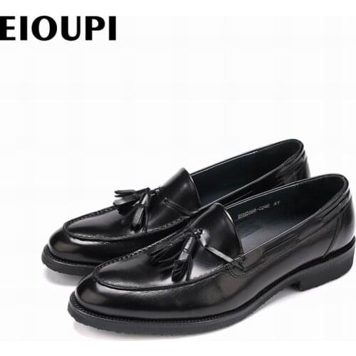 EIOUPI new design tassels oxford genuine real leather mens fashion business shoe men dress pointed toe shoes eBS-02QB