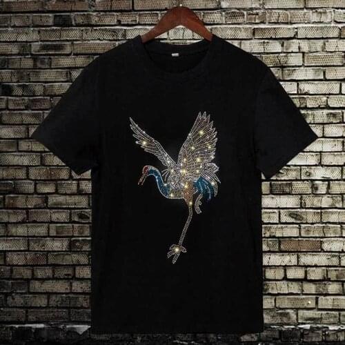 100% cotton men tshirt maker skull strysal rhinestones funny streetwear crew neck short sleeve homme men clothing summer