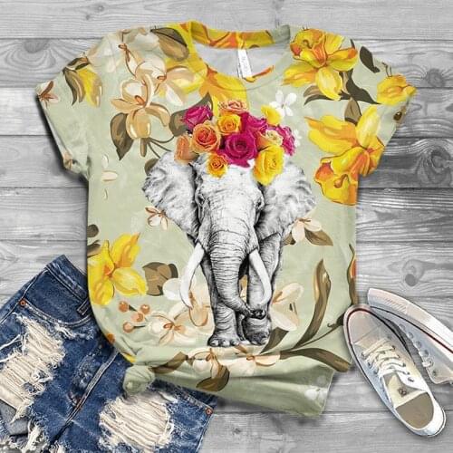 Elephant Cute 3D T-shirt Top Summer Hot Style Oversized Womens T-shirt Hip Hop Streetwear Harajuku Short Sleeve T-shirt 2021